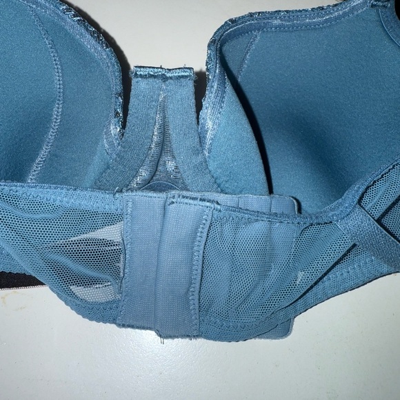 Victoria's Secret Very Sexy Floral Metallic Lace Studded Balconet Bra Blue 32B - Picture 10 of 16